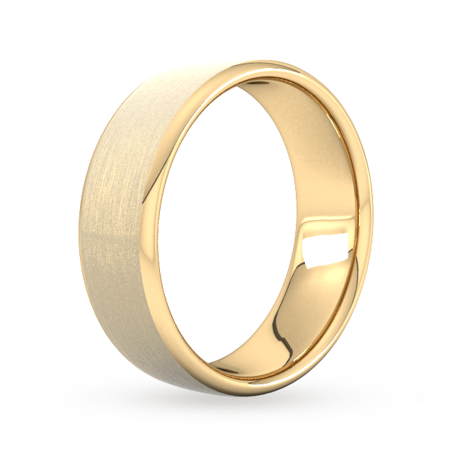 Goldsmiths 7mm D Shape Standard Matt Finished Wedding Ring In 9 Carat Yellow Gold - Ring Size P