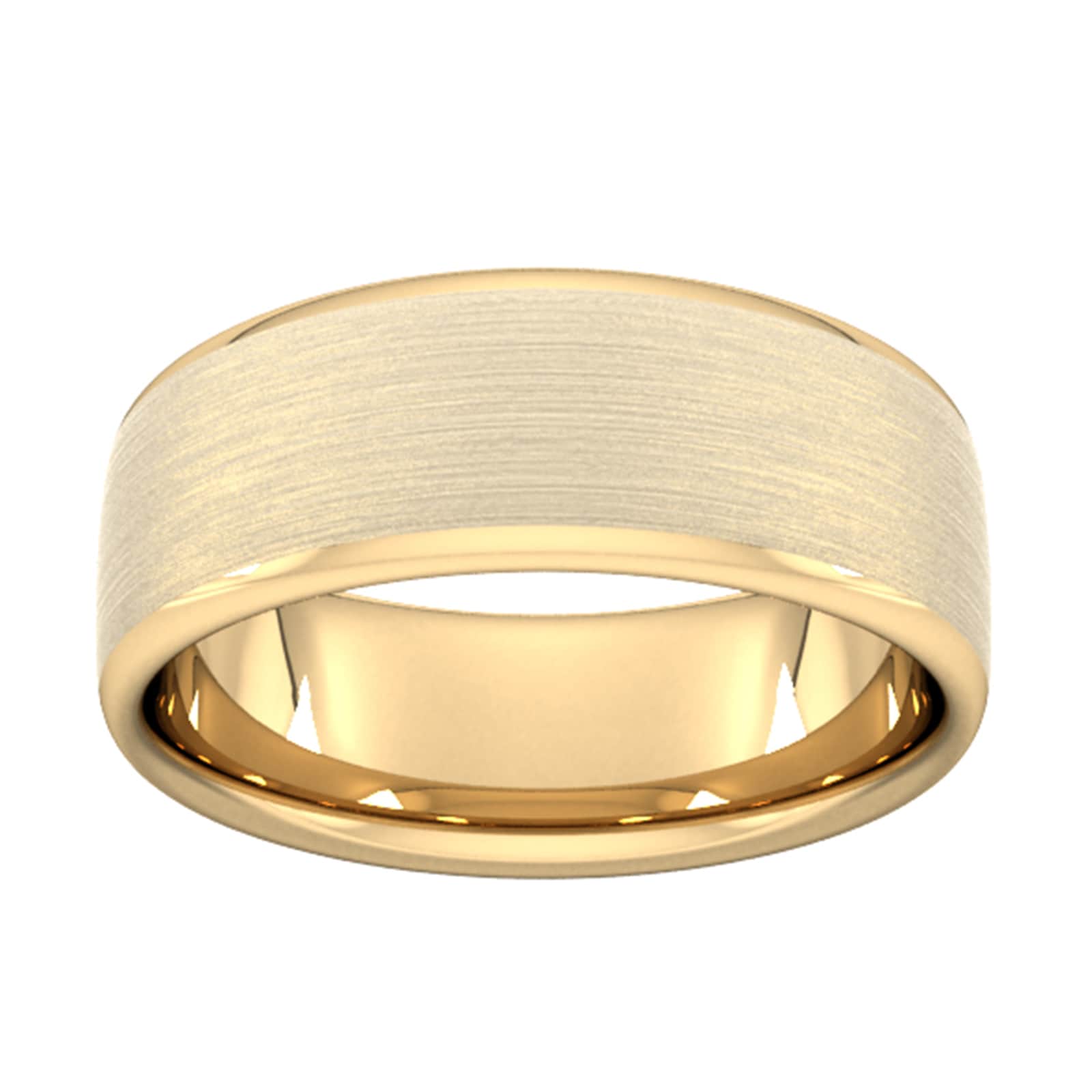 8mm D Shape Heavy Matt Finished Wedding Ring In 9 Carat Yellow Gold - Ring Size U