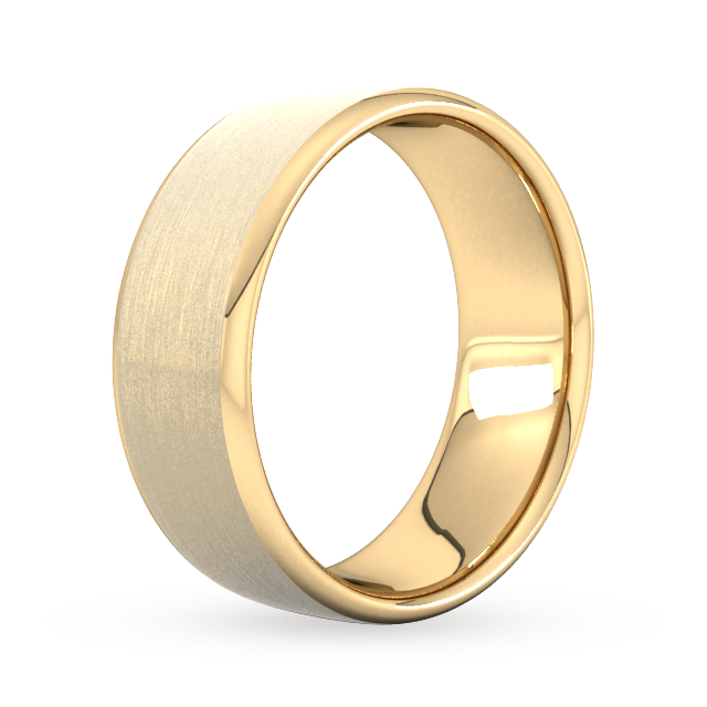 Goldsmiths 8mm D Shape Heavy Matt Finished Wedding Ring In 9 Carat Yellow Gold - Ring Size K