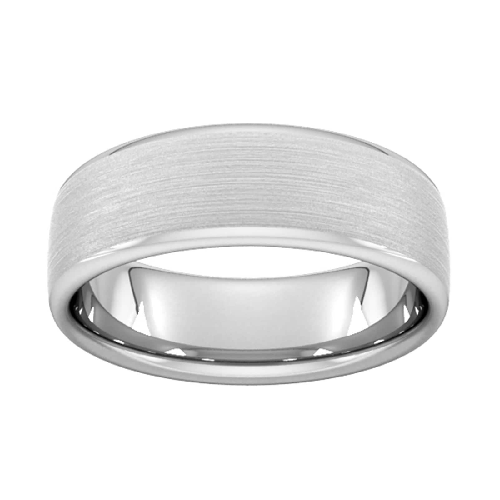 7mm D Shape Heavy Matt Finished Wedding Ring In 18 Carat White Gold - Ring Size O