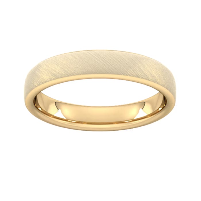 Goldsmiths 4mm D Shape Heavy Matt Finished Wedding Ring In 18 Carat Yellow Gold