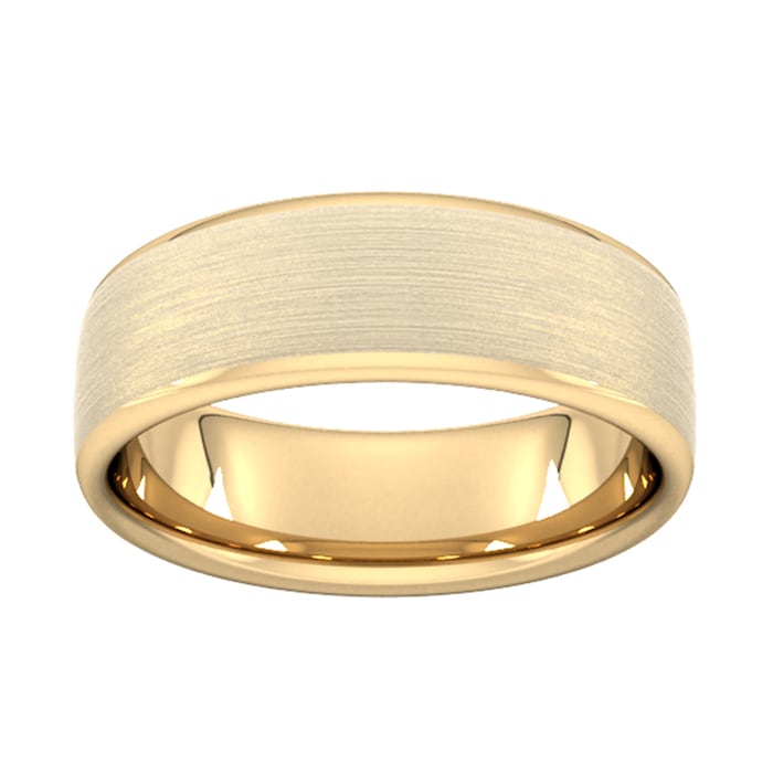 Goldsmiths 7mm D Shape Heavy Matt Finished Wedding Ring In 18 Carat Yellow Gold