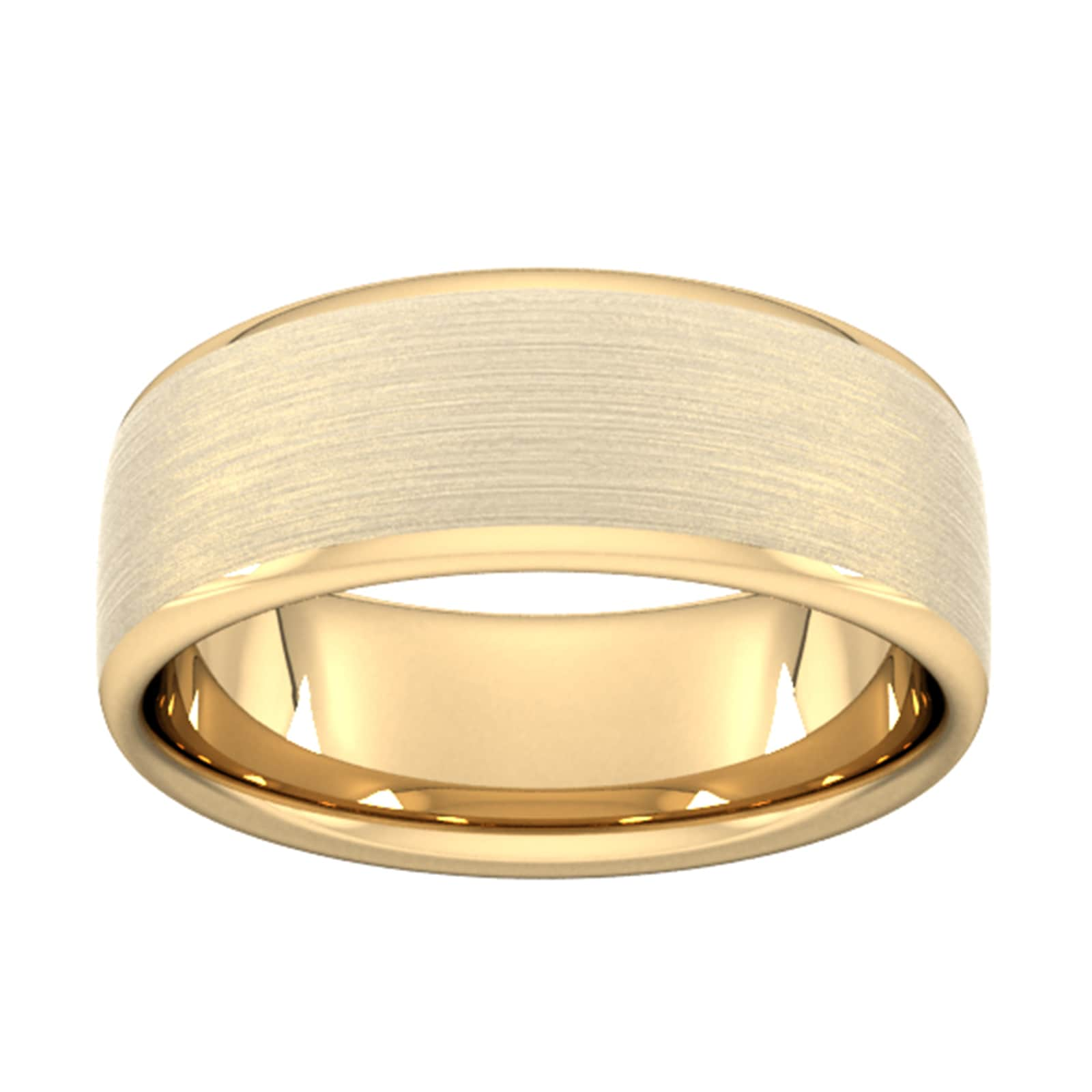 8mm D Shape Heavy Matt Finished Wedding Ring In 18 Carat Yellow Gold - Ring Size N