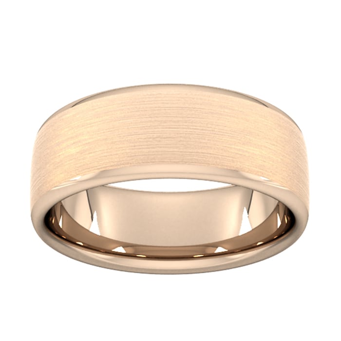 Goldsmiths 8mm D Shape Heavy Matt Finished Wedding Ring In 18 Carat Rose Gold - Ring Size S