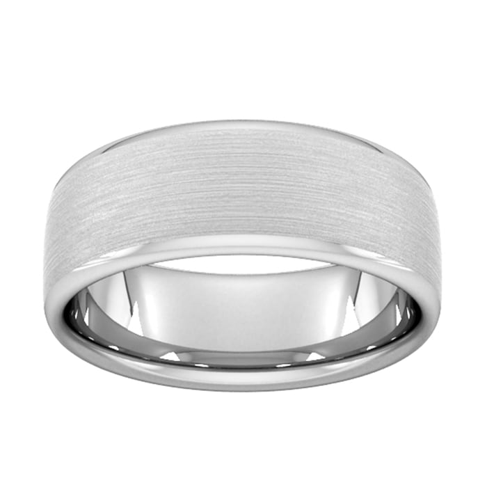 Goldsmiths 8mm D Shape Standard Matt Finished Wedding Ring In Platinum - Ring Size P