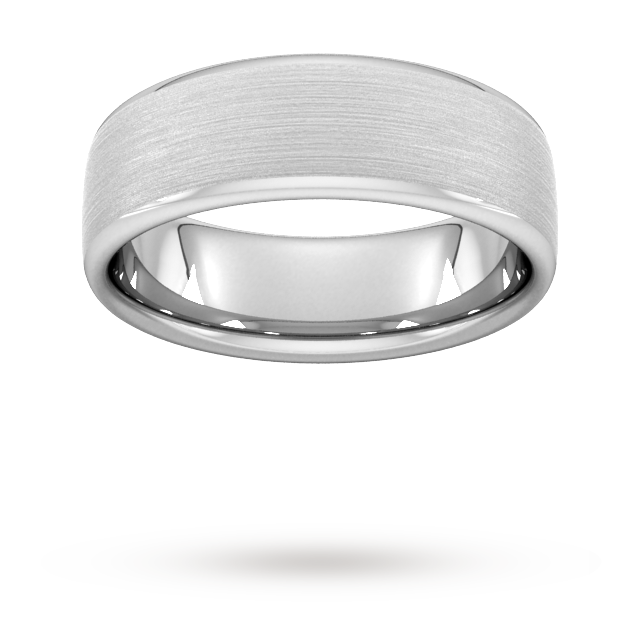 7mm D Shape Heavy Matt Finished Wedding Ring In Platinum - Ring Size L