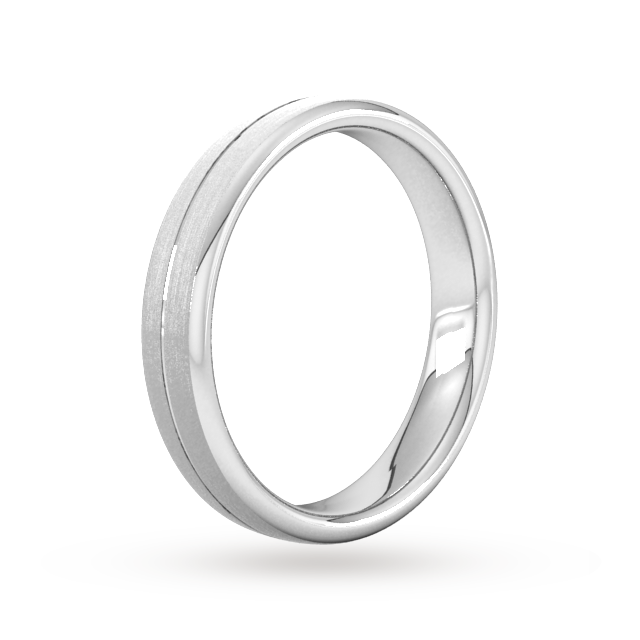 Goldsmiths 4mm Slight Court Extra Heavy Centre Groove With Chamfered Edge Wedding Ring In 9 Carat White Gold - Ring Size P