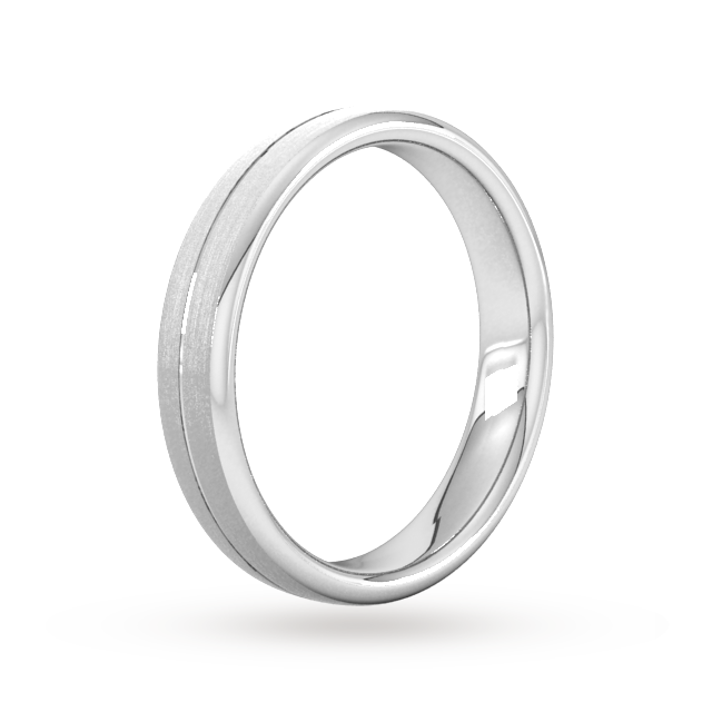 Goldsmiths 4mm Slight Court Extra Heavy Centre Groove With Chamfered Edge Wedding Ring In 9 Carat White Gold