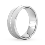 Goldsmiths 8mm Slight Court Extra Heavy Centre Groove With Chamfered Edge Wedding Ring In 9 Carat White Gold - Ring Size Q