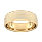 Goldsmiths 7mm Slight Court Standard Centre Groove With Chamfered Edge Wedding Ring In 9 Carat Yellow Gold