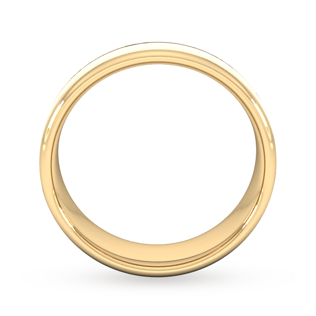 Goldsmiths 7mm Slight Court Standard Centre Groove With Chamfered Edge Wedding Ring In 9 Carat Yellow Gold