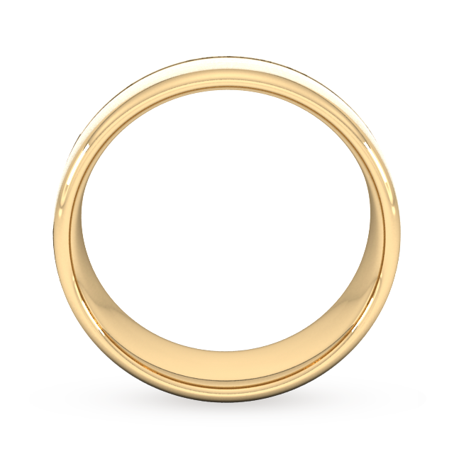 Goldsmiths 8mm Slight Court Standard Centre Groove With Chamfered Edge Wedding Ring In 9 Carat Yellow Gold - Ring Size Q