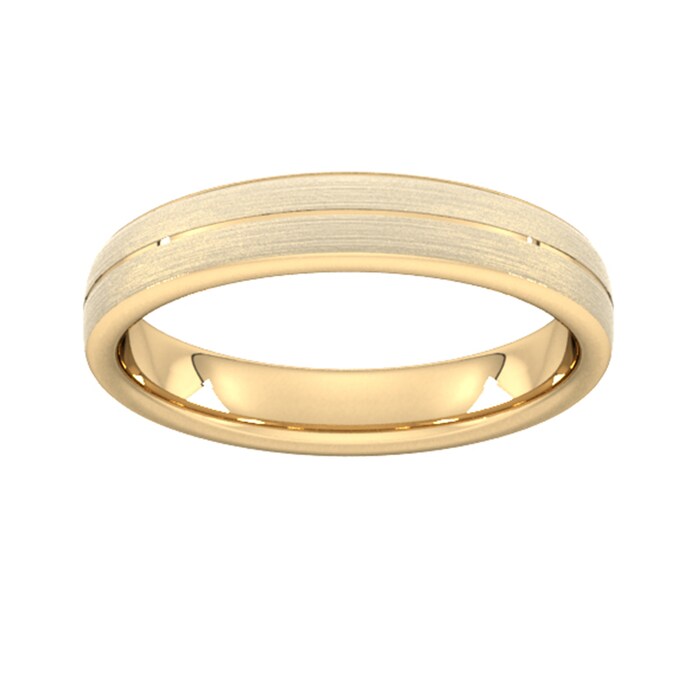 Goldsmiths 4mm Slight Court Heavy Centre Groove With Chamfered Edge Wedding Ring In 9 Carat Yellow Gold