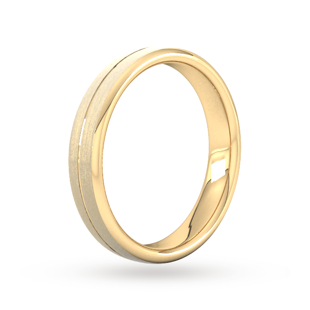 Goldsmiths 4mm Slight Court Heavy Centre Groove With Chamfered Edge Wedding Ring In 9 Carat Yellow Gold - Ring Size Q