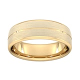 Goldsmiths 7mm Slight Court Heavy Centre Groove With Chamfered Edge Wedding Ring In 9 Carat Yellow Gold