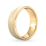 Goldsmiths 7mm Slight Court Heavy Centre Groove With Chamfered Edge Wedding Ring In 9 Carat Yellow Gold