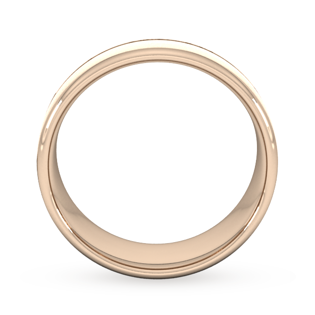 Goldsmiths 8mm Slight Court Standard Centre Groove With Chamfered Edge Wedding Ring In 9 Carat Rose Gold - Ring Size U