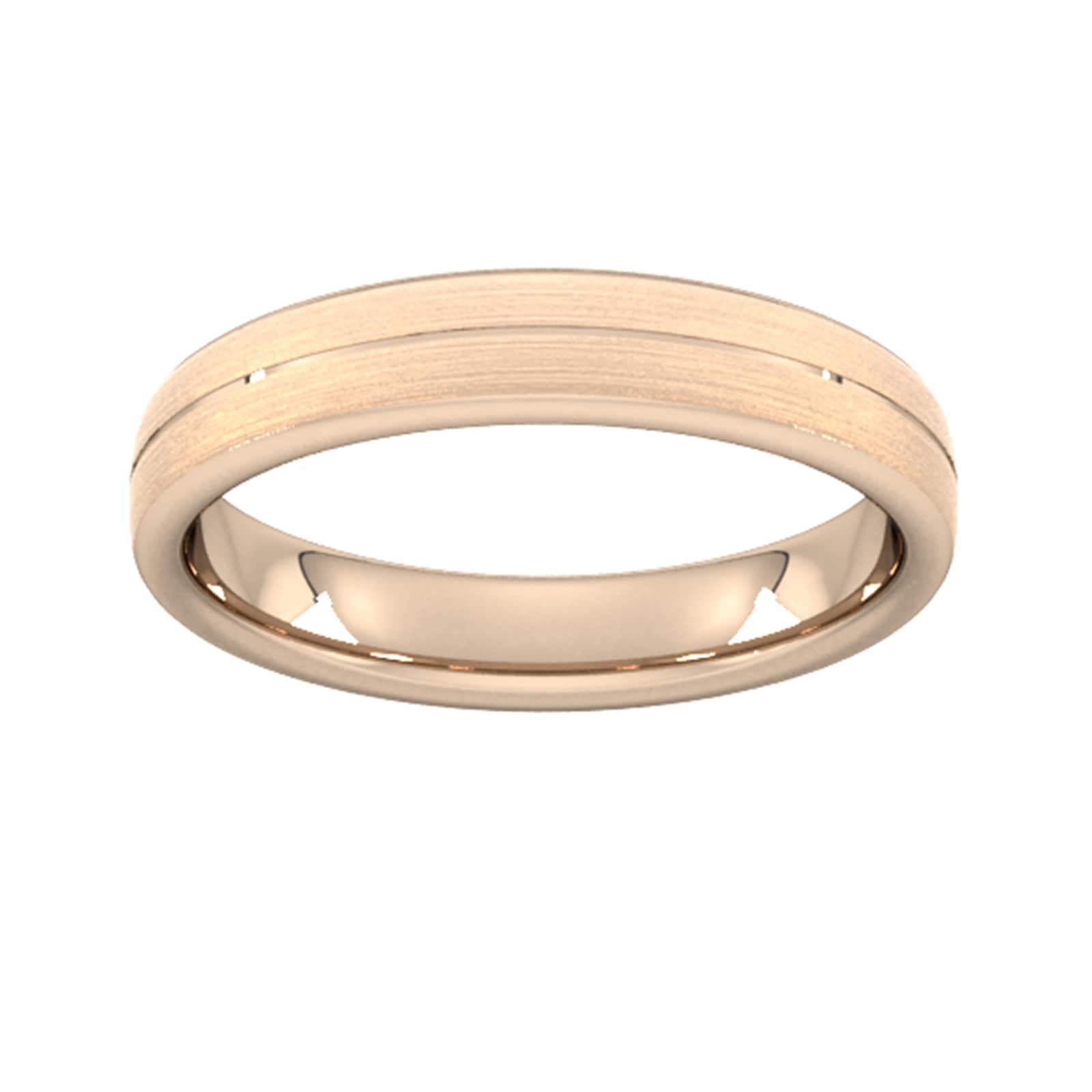 4mm Slight Court Heavy Centre Groove With Chamfered Edge Wedding Ring In 9 Carat Rose Gold - Ring Size O