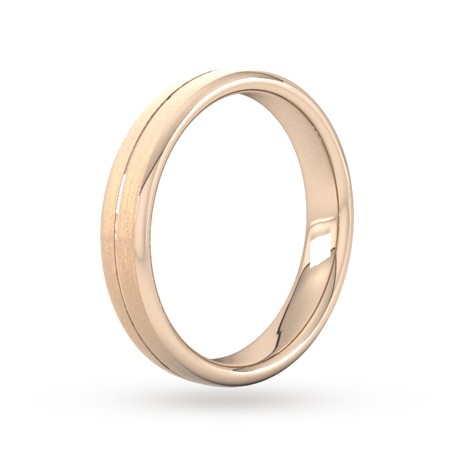 Goldsmiths 4mm Slight Court Heavy Centre Groove With Chamfered Edge Wedding Ring In 9 Carat Rose Gold
