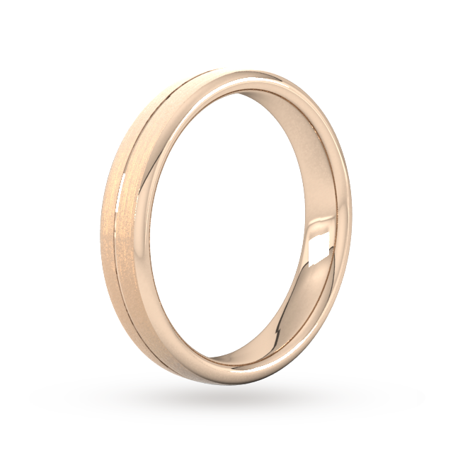 Goldsmiths 4mm Slight Court Heavy Centre Groove With Chamfered Edge Wedding Ring In 9 Carat Rose Gold - Ring Size Q