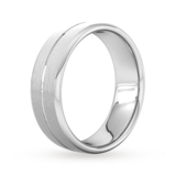 Goldsmiths 7mm Slight Court Heavy Centre Groove With Chamfered Edge Wedding Ring In 18 Carat White Gold - Ring Size Q