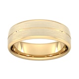 Goldsmiths 7mm Slight Court Standard Centre Groove With Chamfered Edge Wedding Ring In 18 Carat Yellow Gold