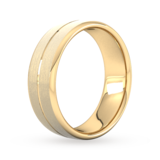 Goldsmiths 7mm Slight Court Standard Centre Groove With Chamfered Edge Wedding Ring In 18 Carat Yellow Gold
