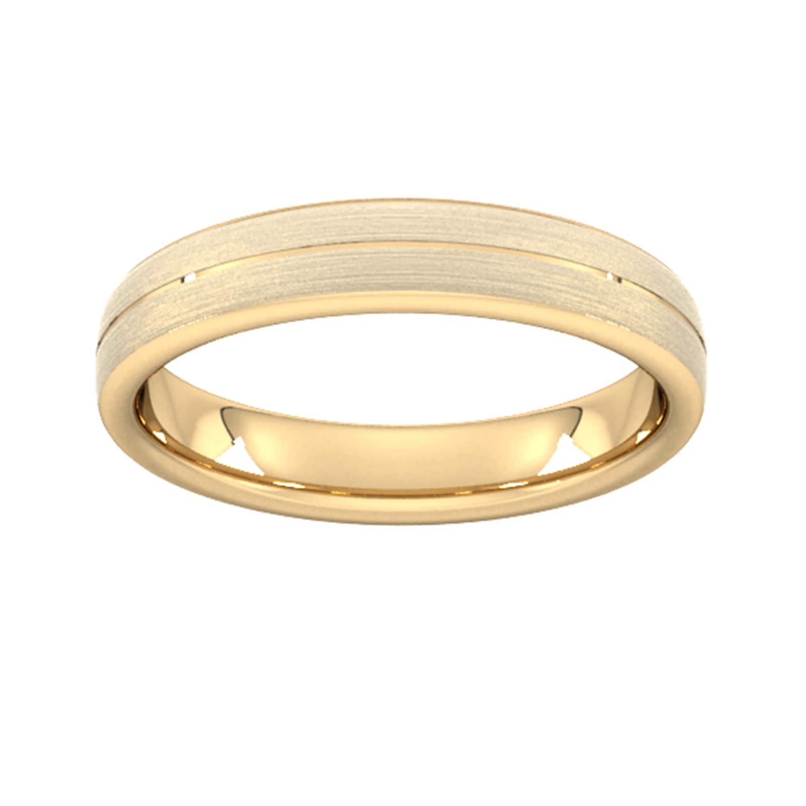 4mm Slight Court Heavy Centre Groove With Chamfered Edge Wedding Ring In 18 Carat Yellow Gold - Ring Size U