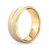 Goldsmiths 8mm Slight Court Heavy Centre Groove With Chamfered Edge Wedding Ring In 18 Carat Yellow Gold