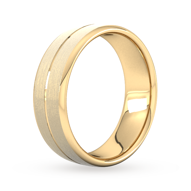 Goldsmiths 7mm Slight Court Extra Heavy Centre Groove With Chamfered Edge Wedding Ring In 18 Carat Yellow Gold - Ring Size R