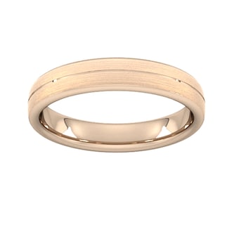 Goldsmiths 4mm Slight Court Standard Centre Groove With Chamfered Edge Wedding Ring In 18 Carat Rose Gold