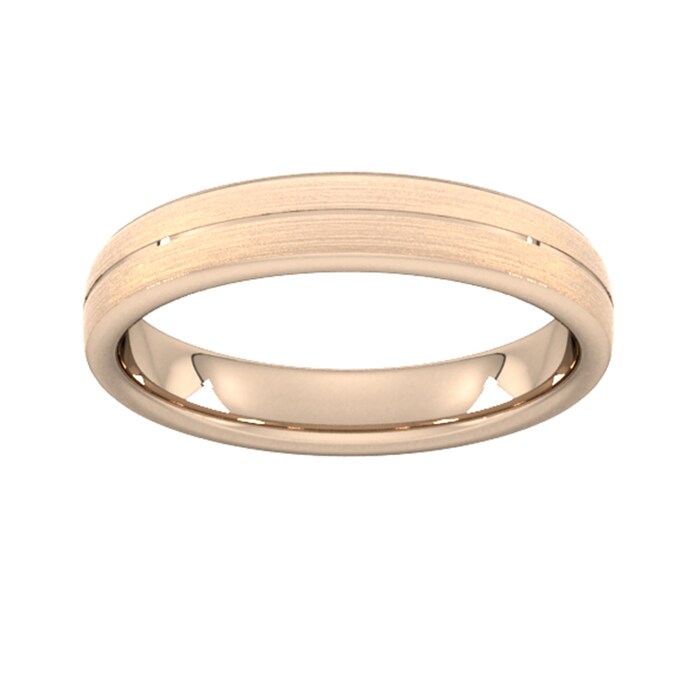 Goldsmiths 4mm Slight Court Heavy Centre Groove With Chamfered Edge Wedding Ring In 18 Carat Rose Gold - Ring Size J