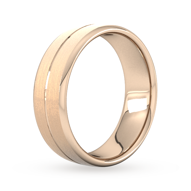 Goldsmiths 7mm Slight Court Heavy Centre Groove With Chamfered Edge Wedding Ring In 18 Carat Rose Gold - Ring Size Q