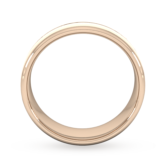 Goldsmiths 7mm Slight Court Heavy Centre Groove With Chamfered Edge Wedding Ring In 18 Carat Rose Gold - Ring Size Q