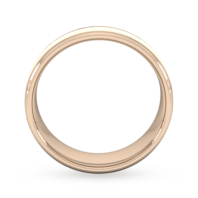 Goldsmiths 7mm Slight Court Heavy Centre Groove With Chamfered Edge Wedding Ring In 18 Carat Rose Gold