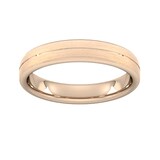 Goldsmiths 4mm Slight Court Extra Heavy Centre Groove With Chamfered Edge Wedding Ring In 18 Carat Rose Gold - Ring Size J