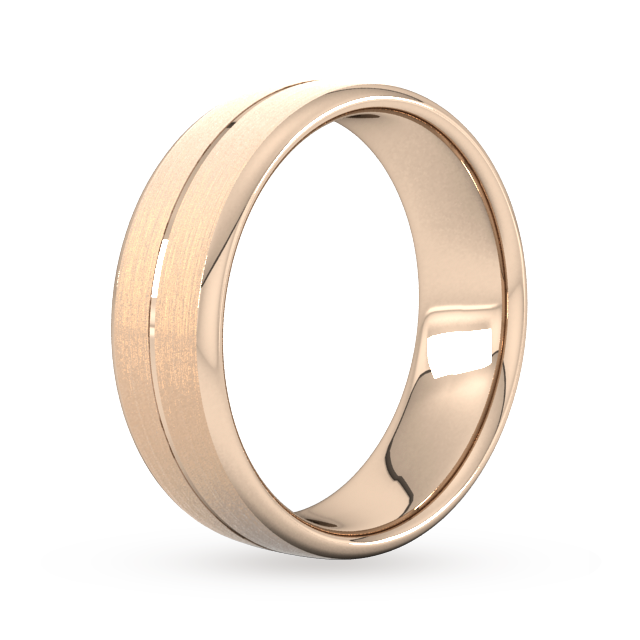 Goldsmiths 7mm Slight Court Extra Heavy Centre Groove With Chamfered Edge Wedding Ring In 18 Carat Rose Gold - Ring Size R