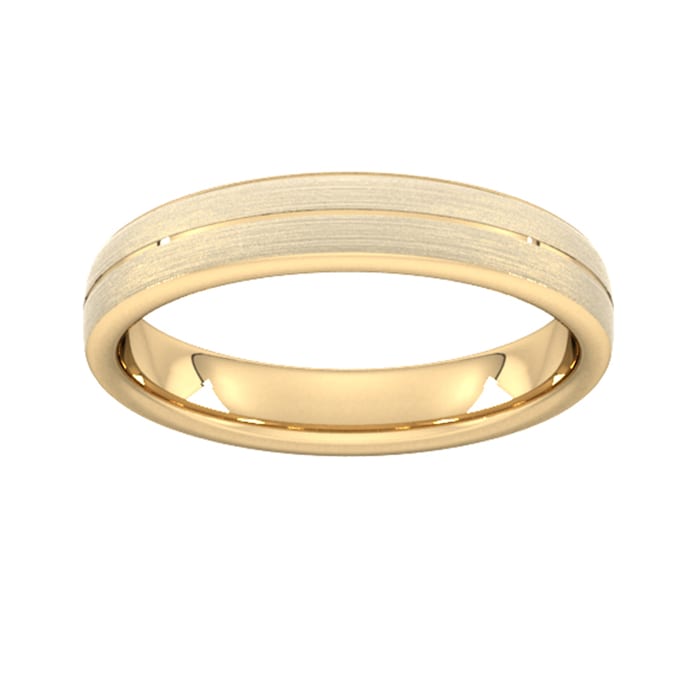 Goldsmiths 4mm Flat Court Heavy Centre Groove With Chamfered Edge Wedding Ring In 9 Carat Yellow Gold - Ring Size Q