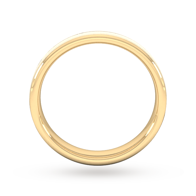Goldsmiths 4mm Flat Court Heavy Centre Groove With Chamfered Edge Wedding Ring In 9 Carat Yellow Gold