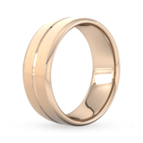 Goldsmiths 8mm Flat Court Heavy Centre Groove With Chamfered Edge Wedding Ring In 9 Carat Rose Gold - Ring Size H