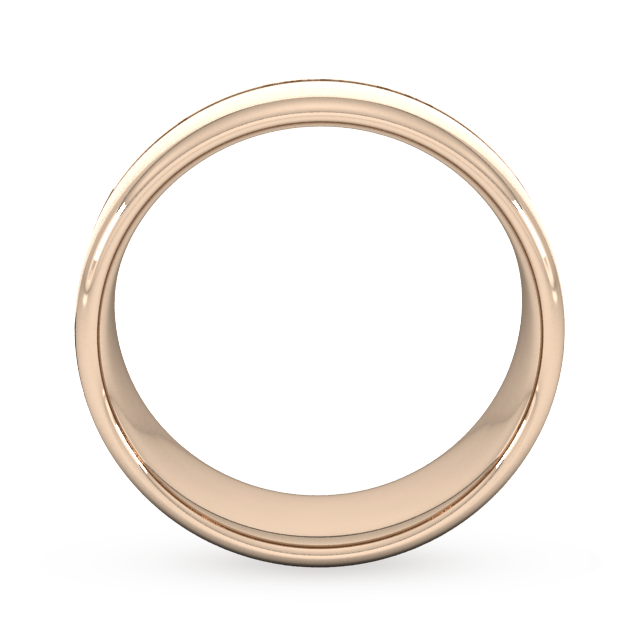 Goldsmiths 8mm Flat Court Heavy Centre Groove With Chamfered Edge Wedding Ring In 9 Carat Rose Gold