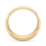 Goldsmiths 8mm Flat Court Heavy Centre Groove With Chamfered Edge Wedding Ring In 18 Carat Yellow Gold