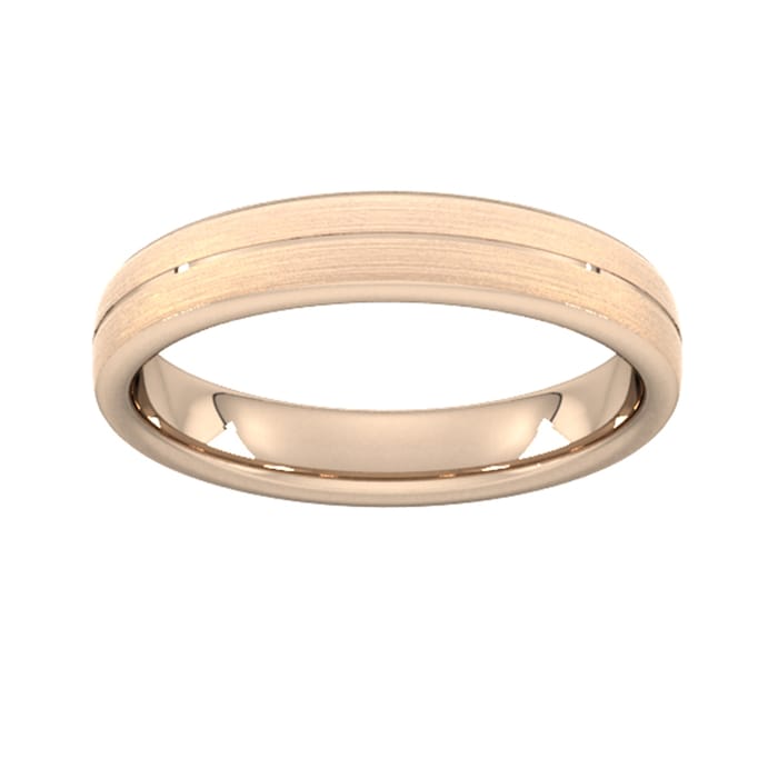 Goldsmiths 4mm Flat Court Heavy Centre Groove With Chamfered Edge Wedding Ring In 18 Carat Rose Gold - Ring Size Q