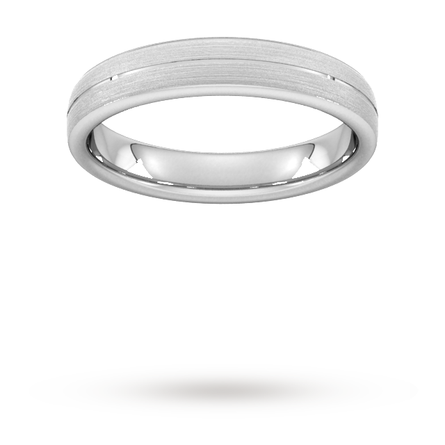 Goldsmiths 4mm Traditional Court Heavy Centre Groove With Chamfered Edge Wedding Ring In 9 Carat White Gold - Ring Size Q