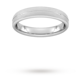 Goldsmiths 4mm Traditional Court Heavy Centre Groove With Chamfered Edge Wedding Ring In 9 Carat White Gold