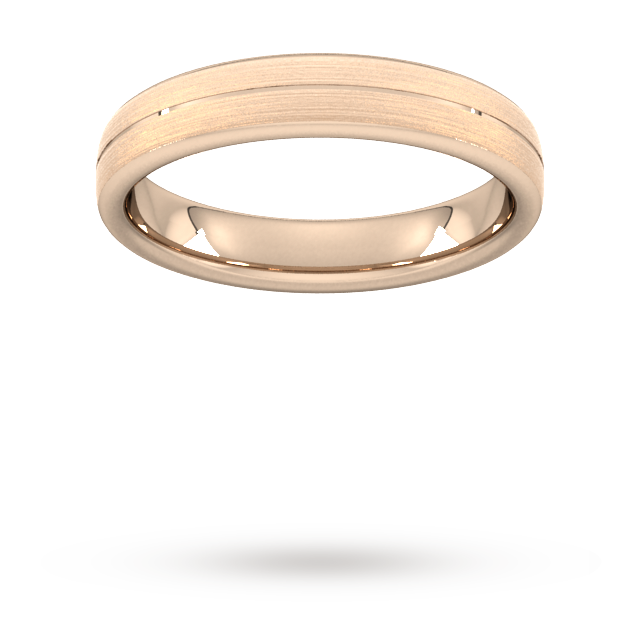 4mm Traditional Court Standard Centre Groove With Chamfered Edge Wedding Ring In 9 Carat Rose Gold - Ring Size S