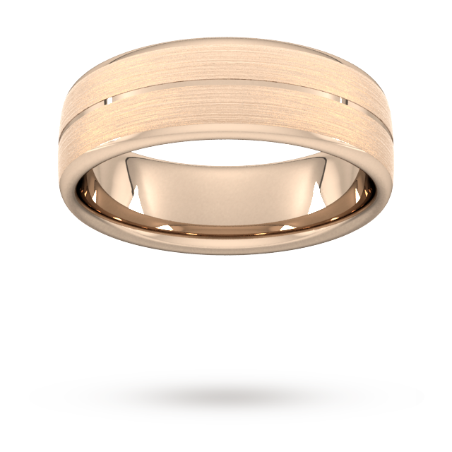7mm Traditional Court Standard Centre Groove With Chamfered Edge Wedding Ring In 9 Carat Rose Gold - Ring Size N