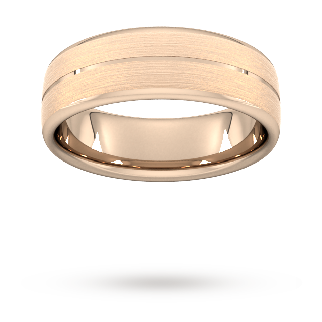 Goldsmiths 7mm Traditional Court Standard Centre Groove With Chamfered Edge Wedding Ring In 9 Carat Rose Gold