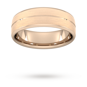 Goldsmiths 7mm Traditional Court Standard Centre Groove With Chamfered Edge Wedding Ring In 9 Carat Rose Gold