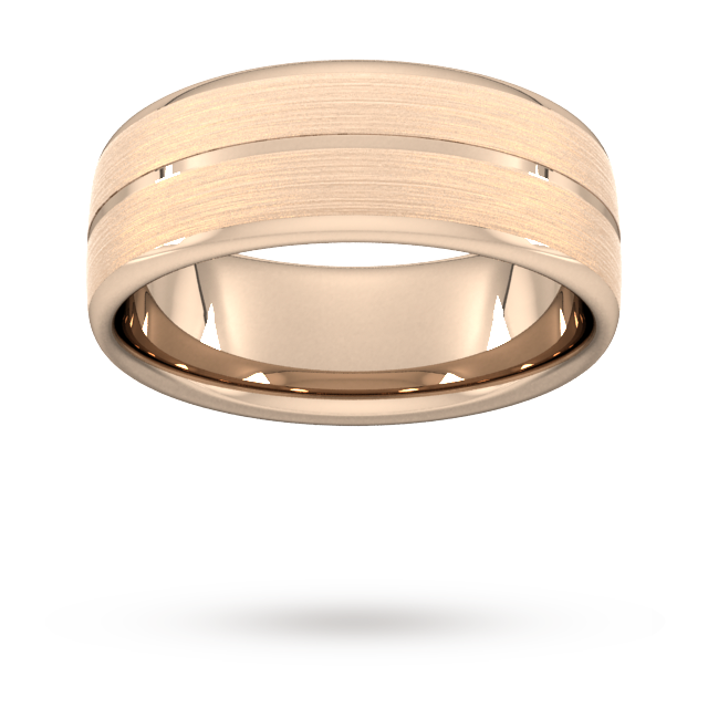 8mm Traditional Court Standard Centre Groove With Chamfered Edge Wedding Ring In 9 Carat Rose Gold - Ring Size R